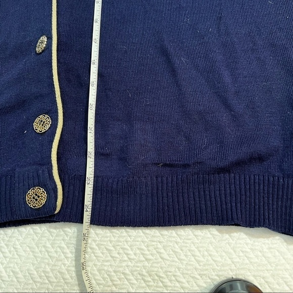 VINTAGE 90's💙Varsity Navy Button Front V-Neck Cardigan Sweater Size XL - Picture 8 of 8